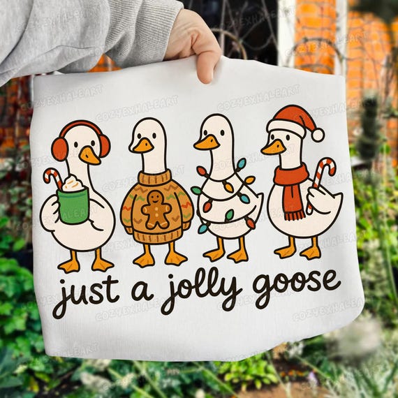 Jolly Christmas Goose PNG Clipart: Holiday Sublimation Design (Digital Download)