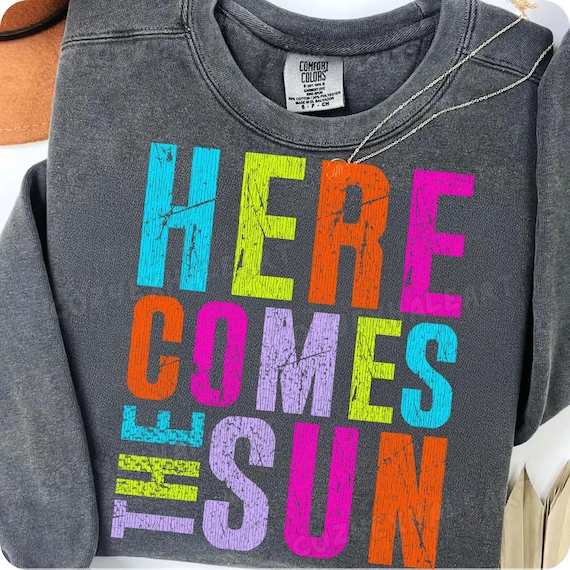Here Comes The Sun PNG: Neon Summer Beach Life Graphic (Digital Download