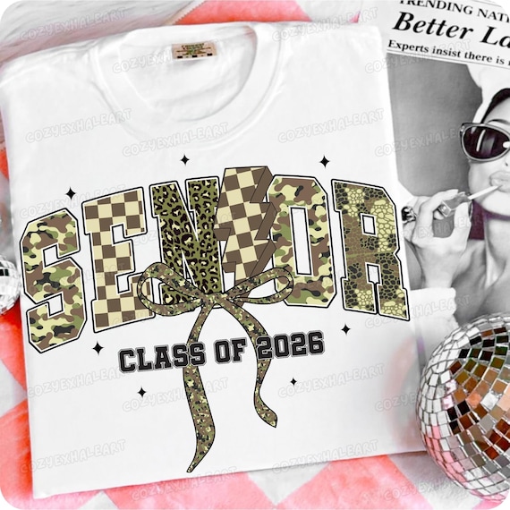 Camo Leopard Senior Class 2026 Graduation Shirt Design PNG Digital Download for Sublimation