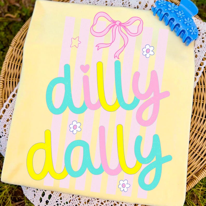 Close-up of the retro doodle coquette bow design on a white background