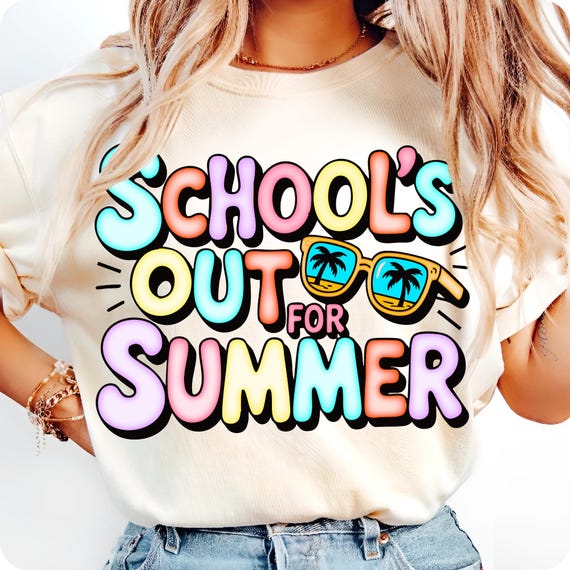 Schools Out for Summer PNG: Retro Teacher Design (Digital Download)