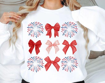 Coquette 4th of July PNG, Girly Country Western Independence Day, Red White Blue Fireworks, Patriotic Sublimation Digital Download.