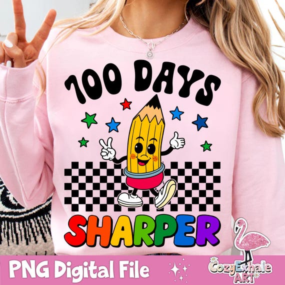 Retro Boho 100 Days of School PNG | Happy 100 Days Teacher Gift | 100th Day Trendy Sublimation | Kids School Shirt Digital Download.