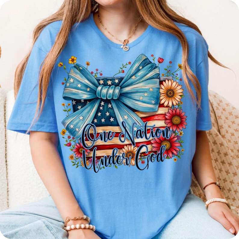 Celebrate faith and patriotism with this One Nation Under God PNG. A perfect Christian 4th of July sublimation design, featuring the American flag, faith, and freedom. Great for Independence Day shirts, Memorial Day decor, and religious patriotic designs!