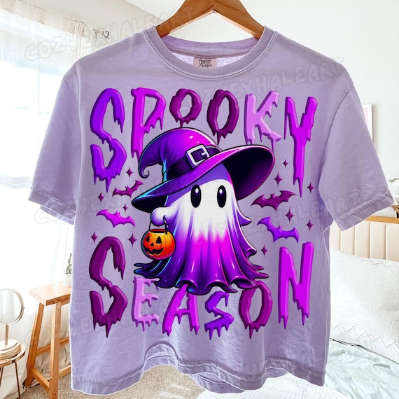Spooky Season PNG Cute Ghost Sublimation Design Little Girl Pumpkin Graphic Trendy Halloween Digital Download for Fall T-Shirts and Crafts