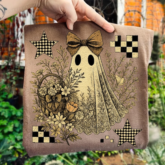 Retro Halloween Ghost PNG: Floral Lace, Spooky Sublimation (Digital Download)