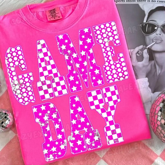 Vintage-Inspired Football Mom Checkered Star Gameday Design PNG Digital Download for Shirts