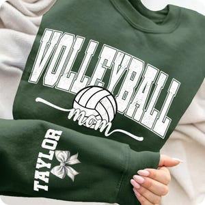 Personalized Volleyball Mom PNG, Custom Name on Sleeve, Volleyball Mama Design, Fall Season Gift, Gameday Shirt, Mother’s Day Volleyball.