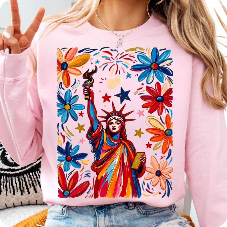 Retro 4th of July Statue of Liberty PNG, USA Flag PNG, America 4th of July Digital Design, Independence Day PNG, Retro American Shirt