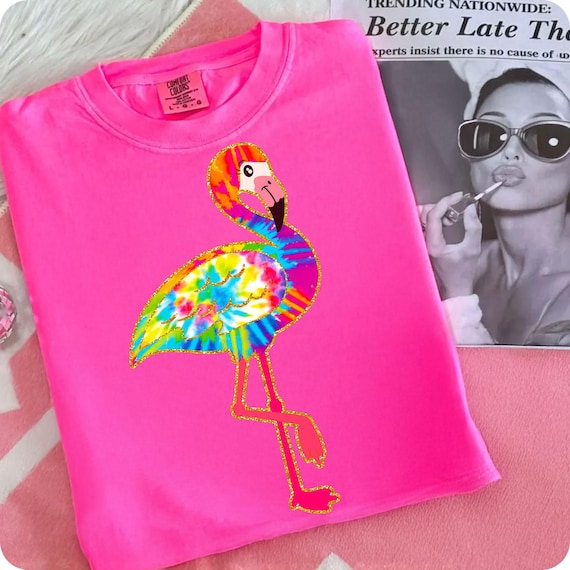 Neon Flamingo PNG: Preppy Summer Clipart for Sublimation (Digital Download)