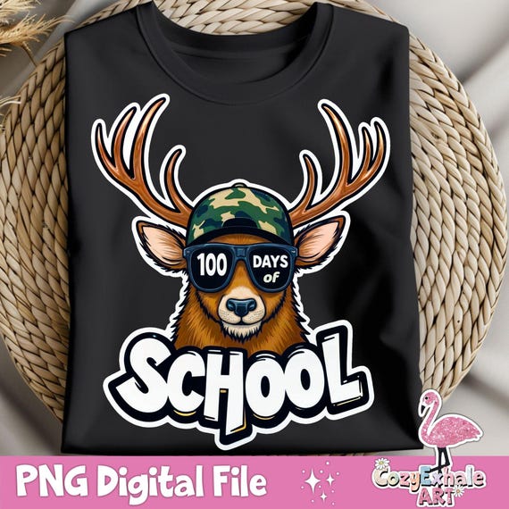 Deer Hunting 100 Days of School PNG: Whitetail Buck Design (Digital Download)