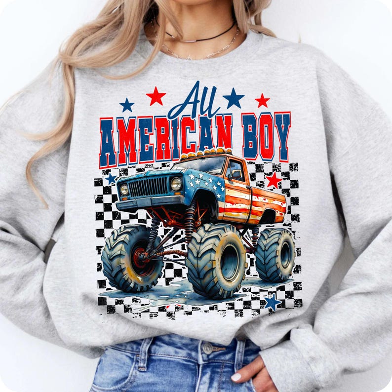 All American Boy PNG design on a t-shirt, perfect for 4th of July celebrations