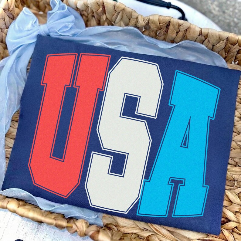 Red White and Blue USA Patriotic Shirt Mockup with Leopard Print Design