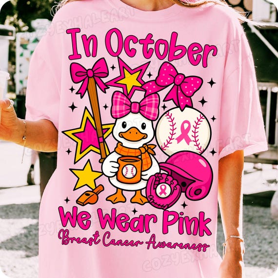 Pink Goose Baseball PNG: Breast Cancer Awareness Design (Digital Download