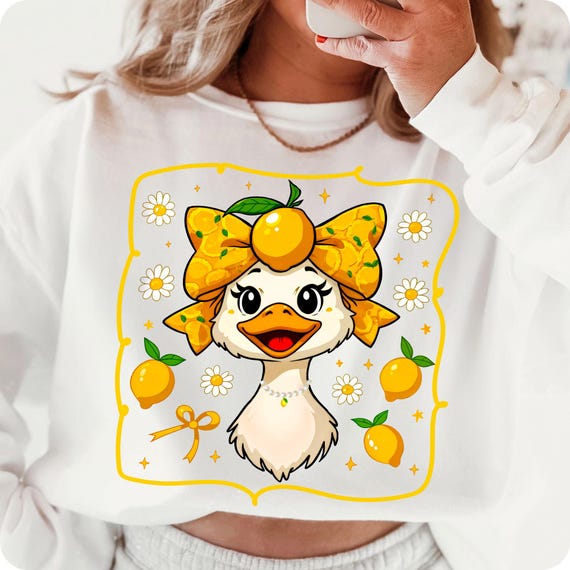Coquette Lemon Goose PNG: Funny Summer Sublimation Design (Digital Download)