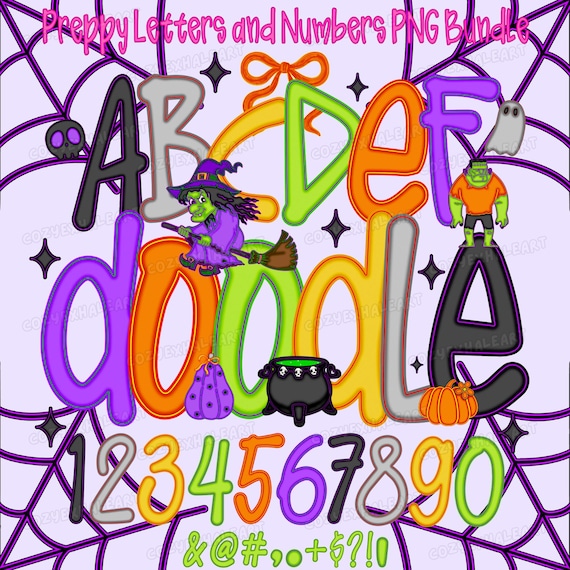 Spooky Halloween Alphabet PNG, Pastel Halloween Font PNG Bundle, Cute Spooky Aesthetic Letters Clipart Sublimation Invitations & Fall Crafts
