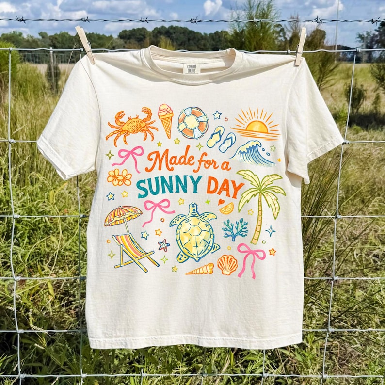 Mockup of a t-shirt with a preppy coastal 'Beach Please' design.