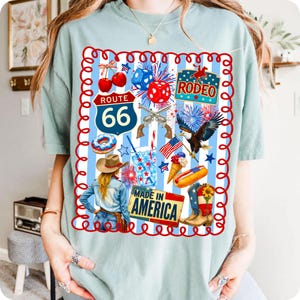 Western Collage 4th of July PNG, Retro Patriotic Sublimation Design, Preppy Coquette USA Shirt Clipart, Vintage Independence Day Art