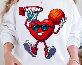 Basketball Heart Dunk PNG: Alla hjärtans dag-sublimering (digital nedladdning)