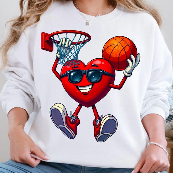 Basketball Heart Dunk PNG: Valentine's Day Sublimation (Digital Download)