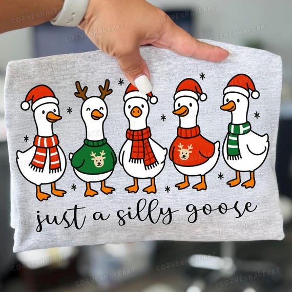 Festive Christmas Goose PNG Clipart: Holiday Sublimation Design for Shirts, Mugs, and Cards
