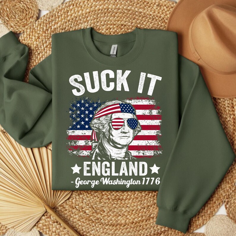 Celebrate Independence Day with this hilarious Suck It England PNG! Featuring George Washington and a bold patriotic message, this design is perfect for 4th of July shirts, party gear, or sublimation projects. Whether it’s for a funny, tongue-in-cheek celebration or a bold statement of American pride, this high-quality PNG is ready for instant download. Create playful and patriotic designs that make your 4th of July unforgettable
