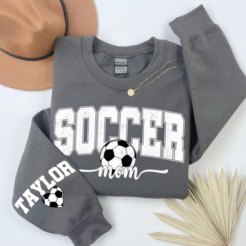 Personalized Soccer Mom PNG, Custom Name on Sleeve, Soccer Mama Design, Fall Season Gift, Gameday Shirt, Mother’s Day Soccer Gift PNG.