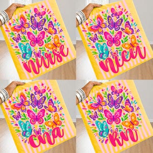 Preppy Nurse PNG Bundle Striped Butterfly Floral RN CNA NICU Design Ditsy Wildflower Medical Nurse Life DTF Sublimation Digital Download