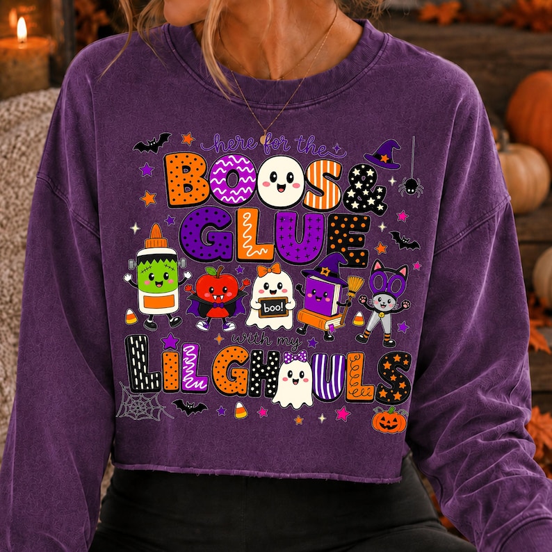 Close-up of Halloween Classroom Ghost and School Supplies Design