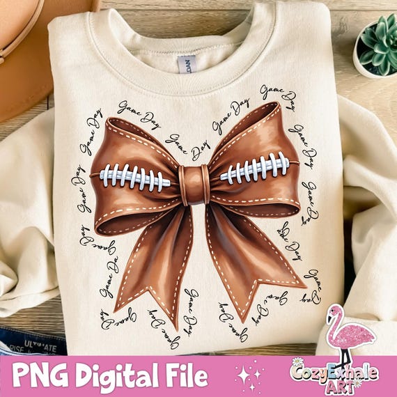 Game Day Coquette Bow PNG: Football Mom Gift (Digital Download)