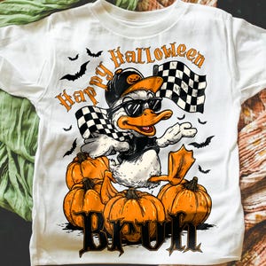 Checkered Happy Halloween Bruh PNG, Halloween Goose PNG, Kids & Toddler Halloween Sublimation, Funny Retro Halloween Boy Design