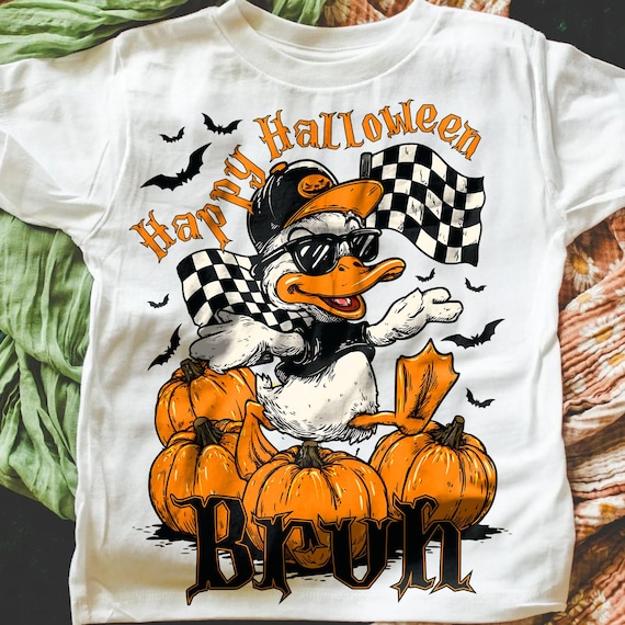 Retro Halloween Goose PNG: Checkered Bruh Design Digital Download for Trendy Kids' Apparel