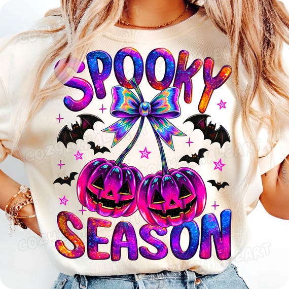 Iridescent Halloween Pumpkin Cherries PNG: Spooky Mama Coquette Bow Design (Digital Download)