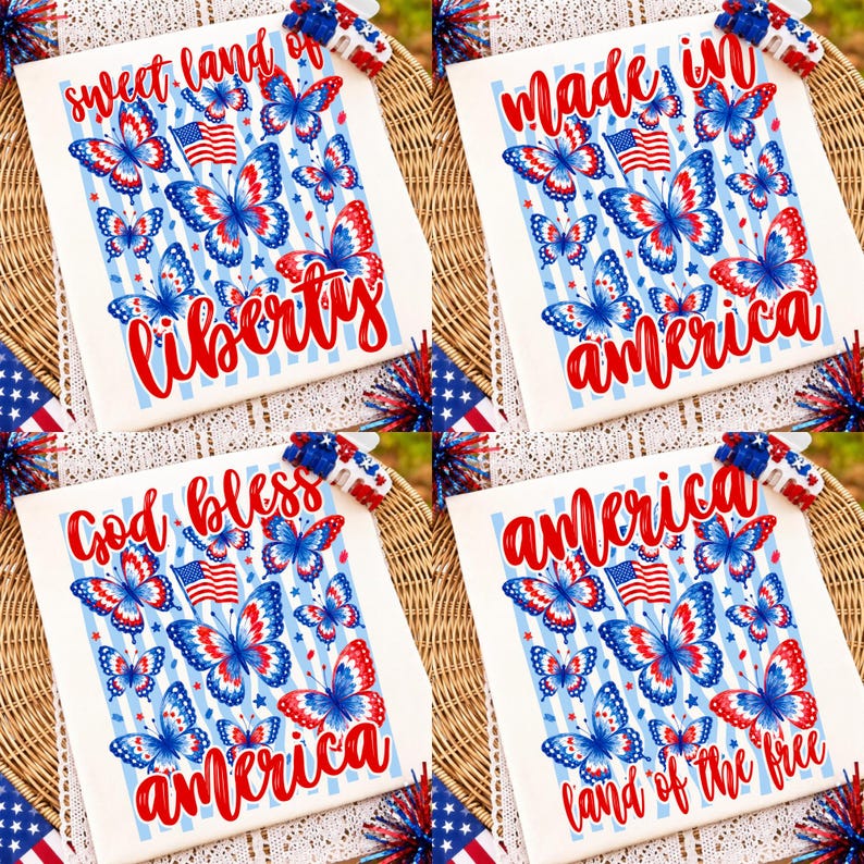 Patriotic 4th of July Butterfly PNG Design Mockup