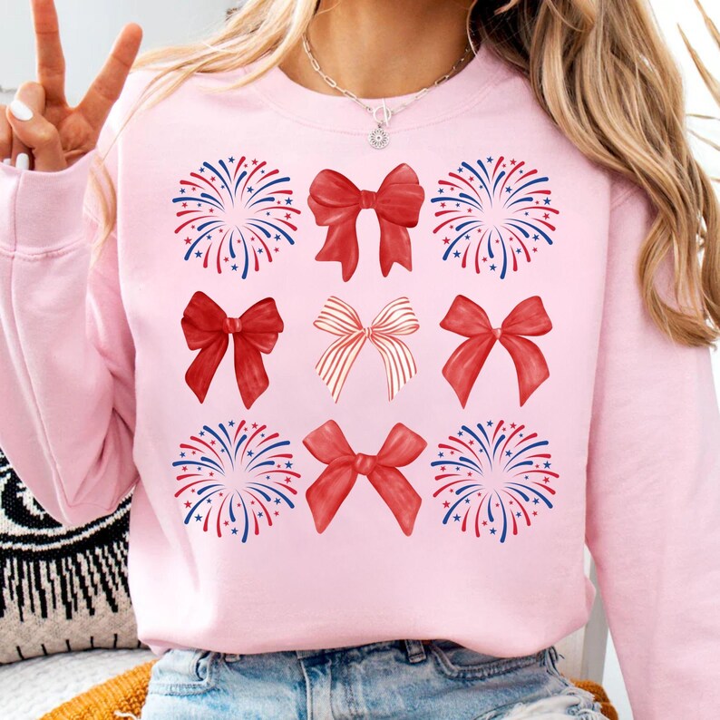 Celebrate in style with this Coquette 4th of July PNG! Featuring a girly country western vibe with red, white, and blue fireworks, this patriotic sublimation design is perfect for t-shirts, tumblers, and digital projects. A trendy must-have for Independence Day!
