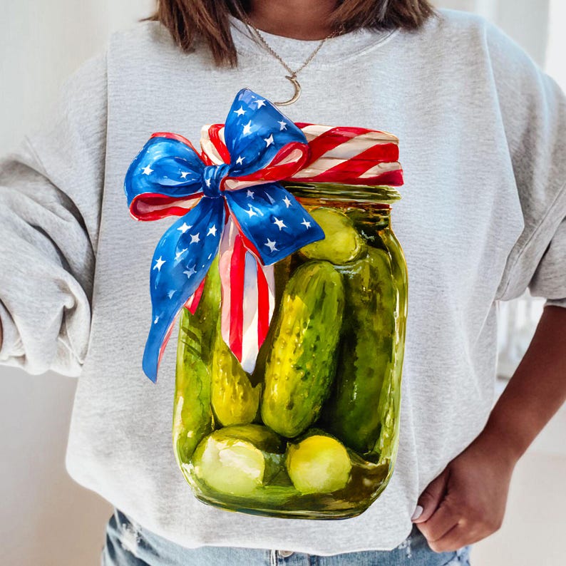 Pickle 4th of July PNG, Patriotic Pickle Jar Clipart, USA Flag Design, Independence Day Pickle, America Freedom PNG, Instant Download