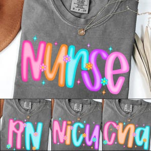 Preppy Floral Nurse Design: Checkered Bow Png for RN, CNA, NICU Sublimation & Custom Clipart