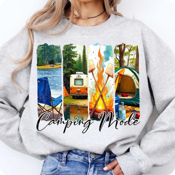 Camping Mode PNG: Retro Family Adventure Sublimation Design (Digital Download)
