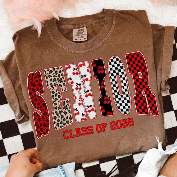 Senior 2026 Coquette Bow Graduation Design: Retro Checkered PNG Digital Download for Shirts