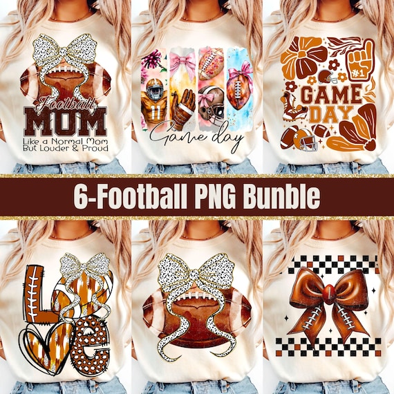 Vintage-Inspired Football PNG Bundle: Bows, Mom Gifts, Game Day Designs & Coquette Sports Graphics