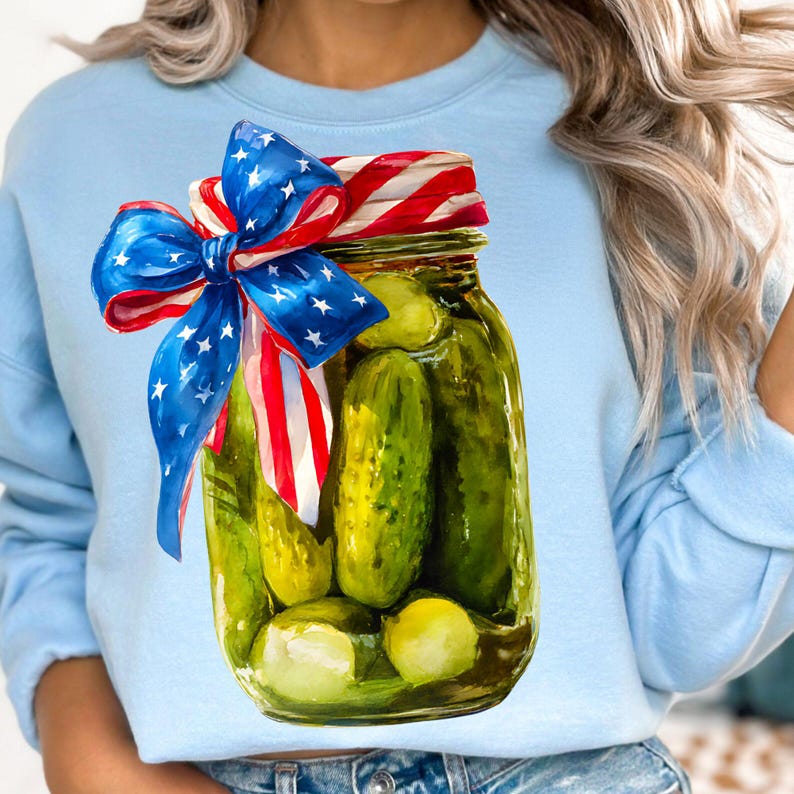 Pickle 4th of July PNG, Patriotic Pickle Jar Clipart, USA Flag Design, Independence Day Pickle, America Freedom PNG, Instant Download