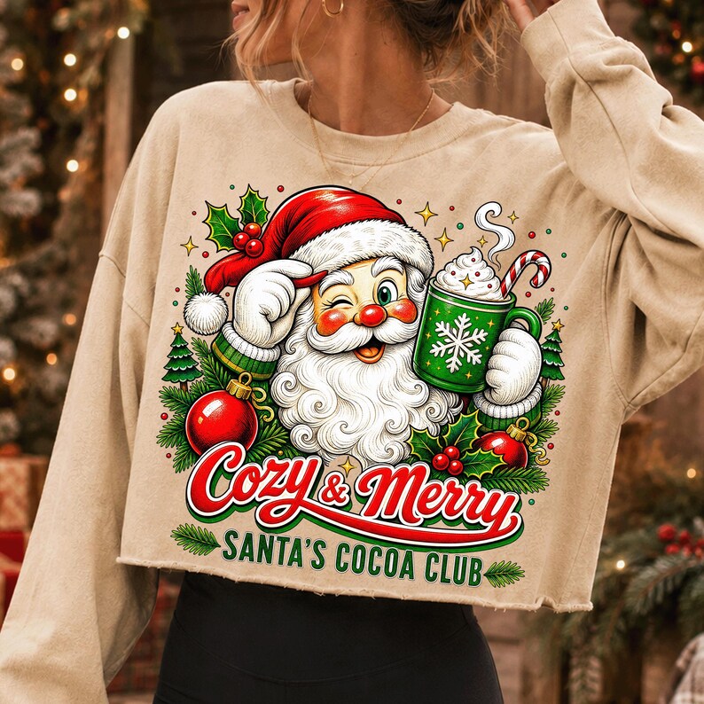 Santa's Cocoa Club Christmas Sublimation Mockup on Sweatshirt