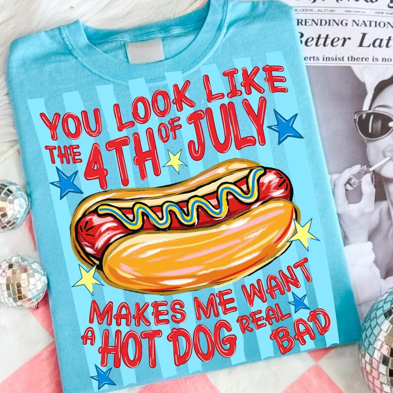 Patriotic Hot Dog Sublimation Design for Custom Mugs and Apparel
