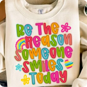Spread joy with this “Be The Reason Someone Smiles Today” boho PNG! A floral hand-lettered design perfect for uplifting shirts, sublimation, DTF transfers, and promoting mental health and positivity all summer long.
