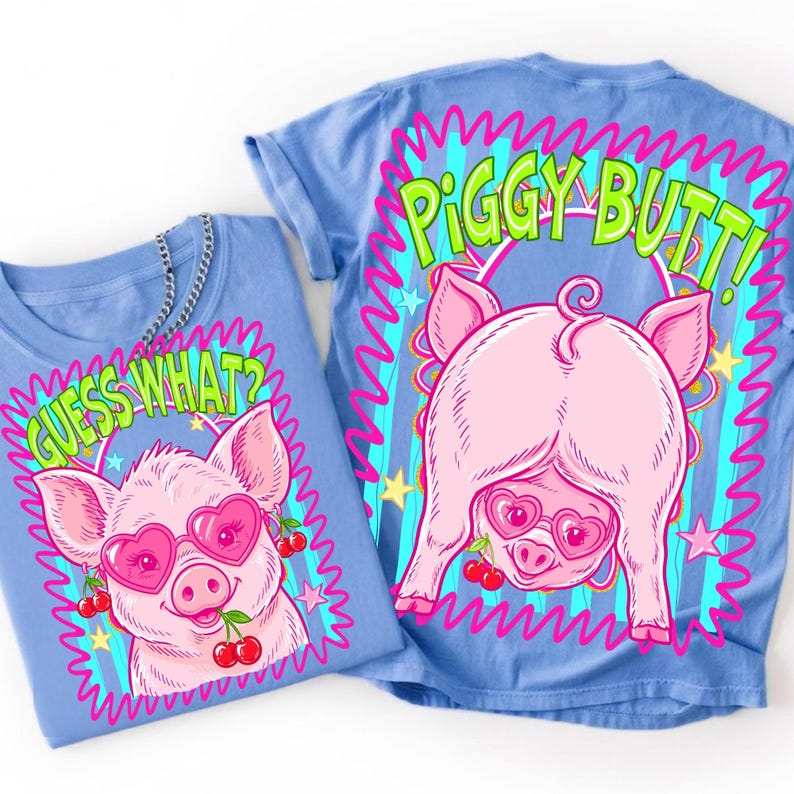 Digital display showing the 'Guess What Piggy Butt' PNG file on a screen, ready for download and use in crafting projects.