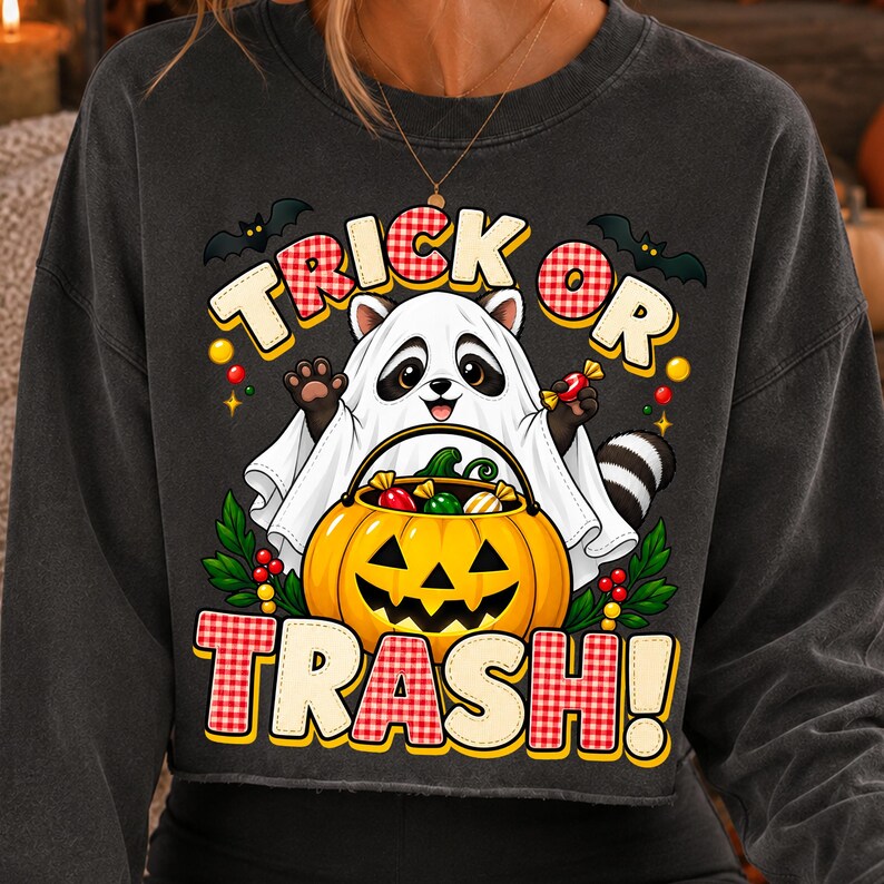 Trick or Trash Raccoon Ghost Mug and Apparel Mockup