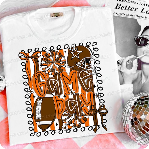 Preppy Football Mom Clipart: Coquette Cheerleader Spirit PNG for Game Day Sublimation