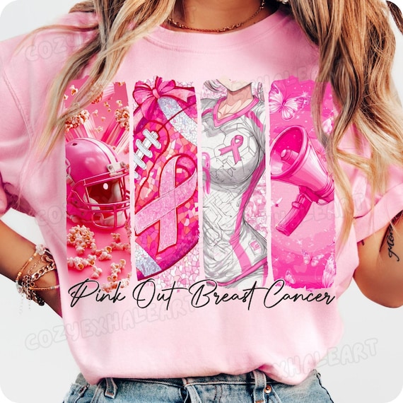Pink Out Football PNG: Breast Cancer Awareness, Coquette Game Day (Digital Download)