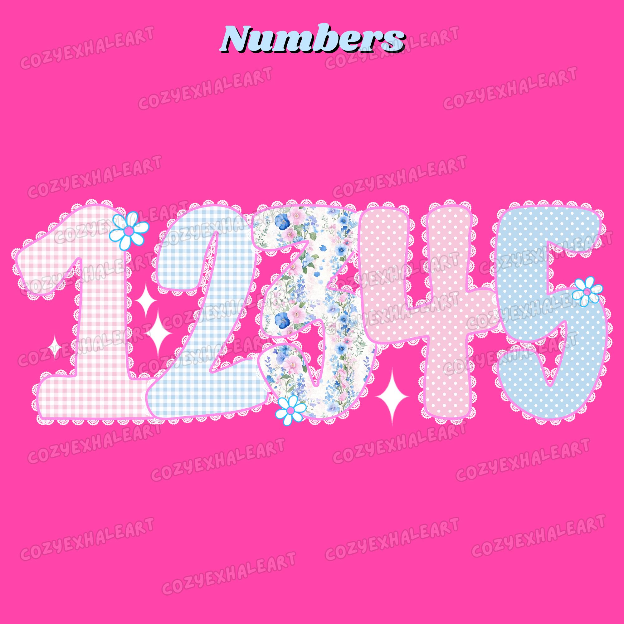 Grandmillennial Alphabet PNG Preppy Floral Gingham Alpha Set Lace Trim ...