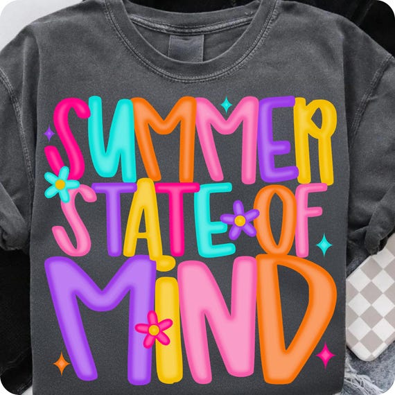 Preppy Summer State Of Mind PNG: Retro Flower Sublimation (Digital Download)